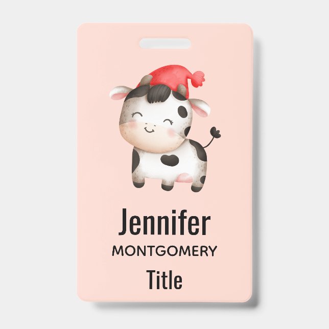 Badge Bonne vache dans un Casquette rouge mignon (Front)