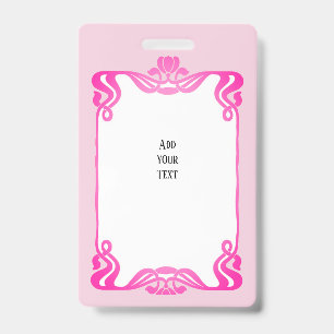 Badge Bordure Art nouveau rose