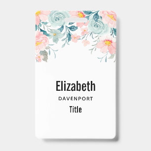 Badge Bordure florale rose et verte