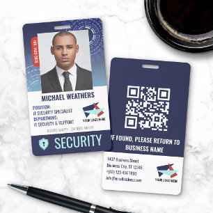 Badge Bouclier de cybersécurité bleu foncé ID de l'emplo