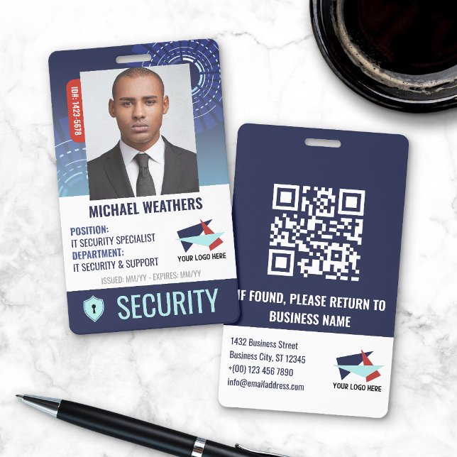 Badge Bouclier de cybersécurité bleu foncé ID de l'emplo (Créateur téléchargé)
