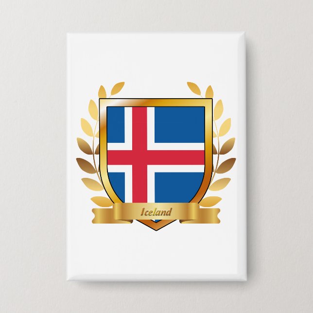 Badge Bouclier du drapeau de l'Islande (Recto)