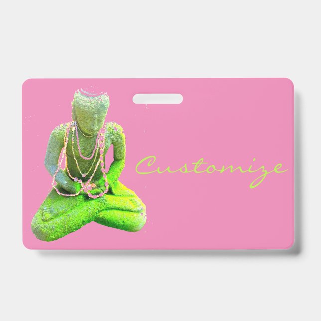 Badge Bouddha vert mousseux méditant Thunder_Cove (Avant)