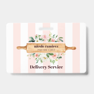 Badge Boulangerie Florale Rolling Pâtisserie rayée