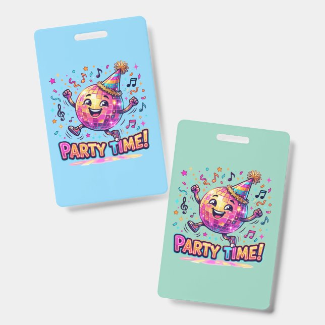 Badge Boule disco dansante Anniversaire Fête Drôle Migno (Avant & arrière)