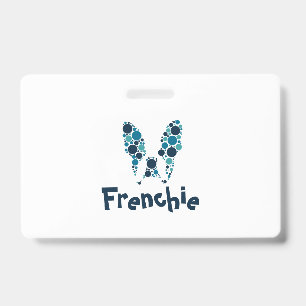 Badge Bouledogue français avec des cercles colorés