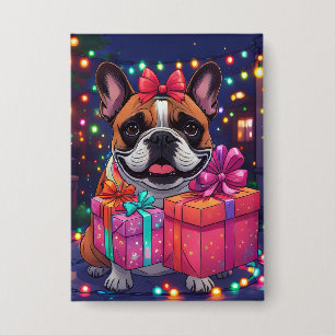 Badge Bouledogue français Noël