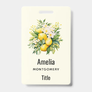 Badge Bouquet de citron avec fleurs blanches