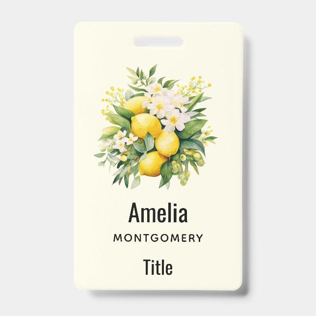 Badge Bouquet de citron avec fleurs blanches (Avant)