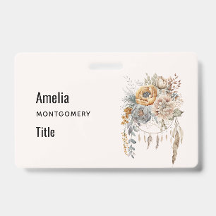 Badge Bouquet de fleurs bohème et attrape-rêves