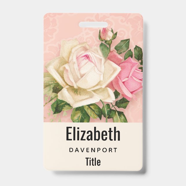 Badge Bouquet de roses roses et blanches (Avant)