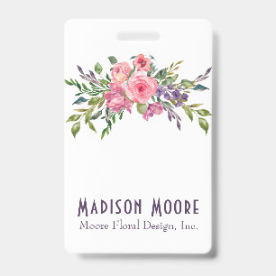 Badge Bouquet floral lavande et rose