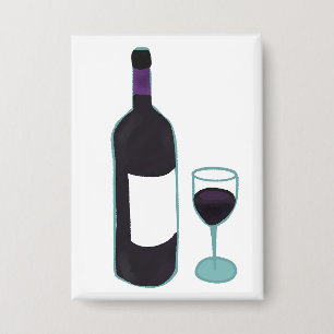 Badge Bouteille de vin rouge et verre