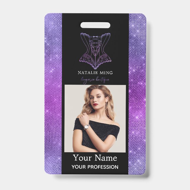 Badge Boutique de lingerie d'affaires photo de l'employé (Front)