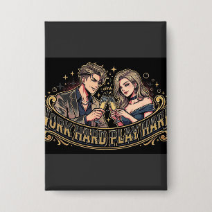 Badge Bouton à revers Couple Anime Champagne