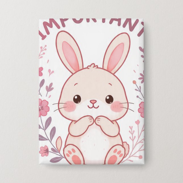 Badge Bouton d'amour propre de lapin mignon - Vous êtes  (Recto)