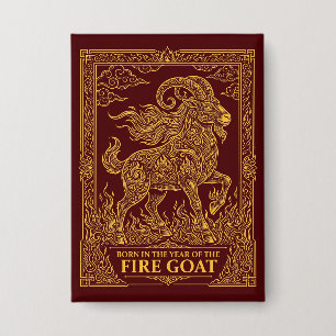 Badge Bouton d'anniversaire Chèvre de Feu 2027 