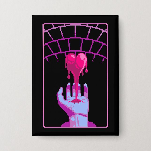 Badge Bouton d'art Pixel esthétique "Bleu pour vous" (Recto)