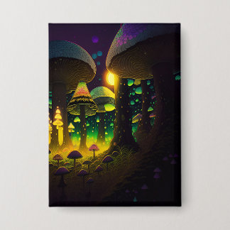 Badge Bouton de champignons lumineux magiques foncés