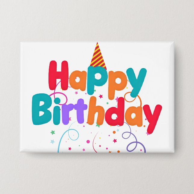 Badge Bouton de confettis pour joyeux anniversaire (Recto)