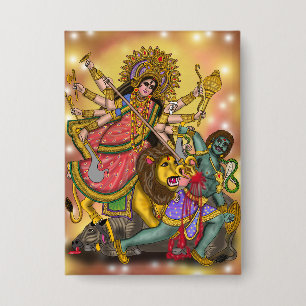 Badge Bouton de Durga tuant Mahishasura