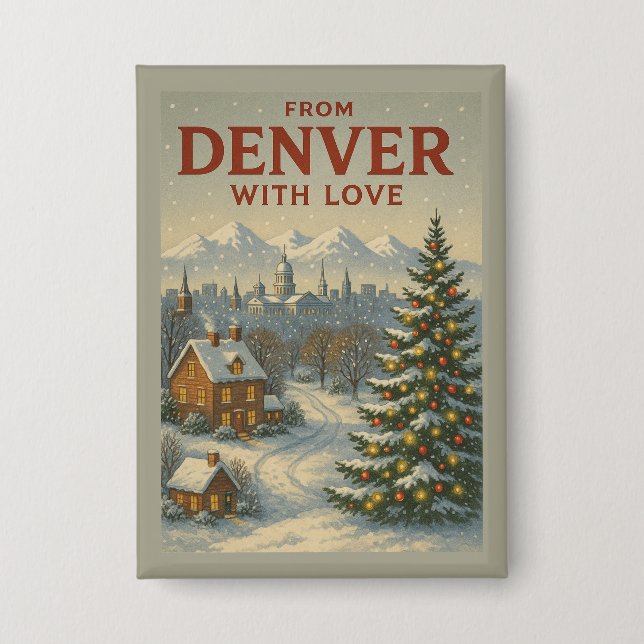 Badge Bouton de fête De Denver Avec Amour (Recto)