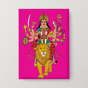 Badge Bouton de la déesse Durga – Divinité hindoue spiri