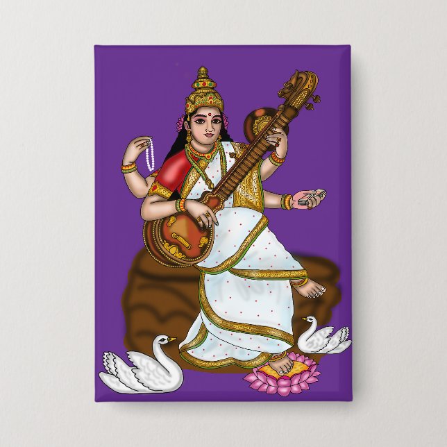 Badge Bouton de la déesse Saraswati (Recto)