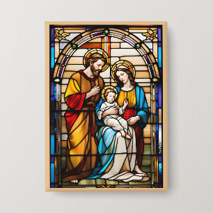 Badge Bouton de la Sainte Famille en verre tendu Dévotio