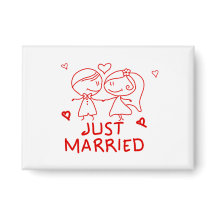 Bouton de mariage - Joli couple de jeunes mariés