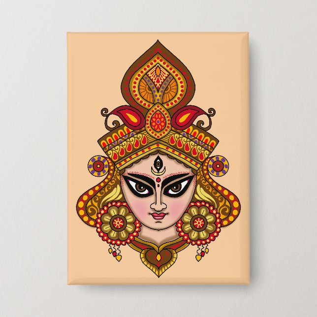 Badge Bouton du visage de la déesse Durga (Recto)