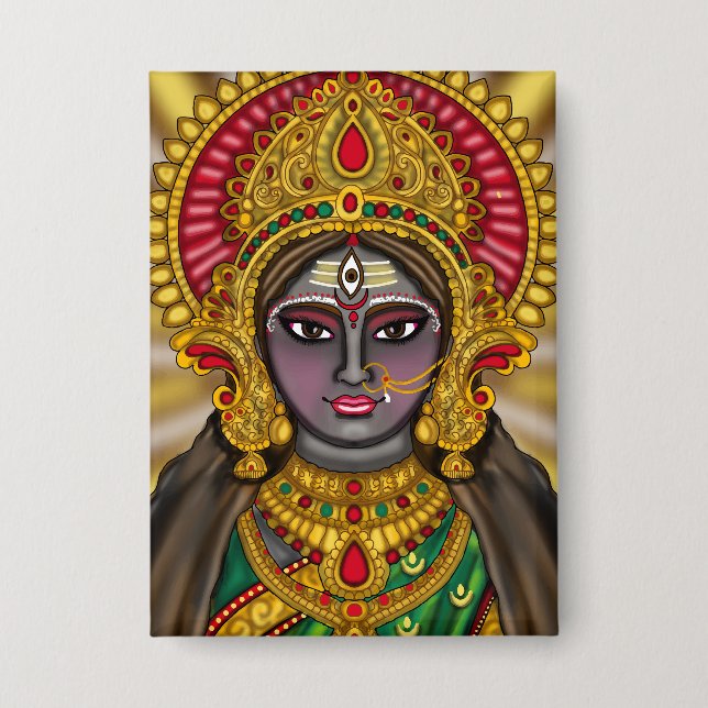 Badge Bouton du visage de la déesse Kali (Recto)