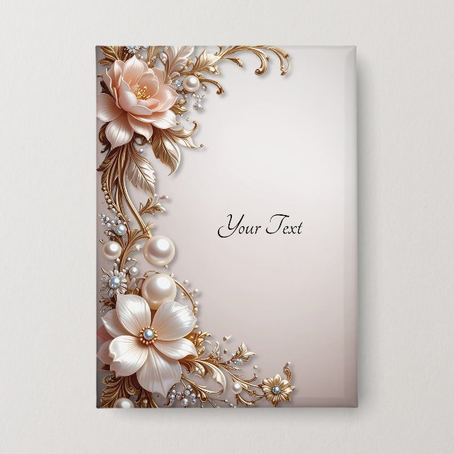 Badge Bouton Fleurs Roses et Blanches Douces (Recto)