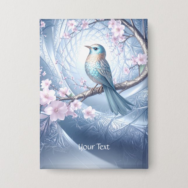 Badge Bouton floral Blue Bird (Recto)