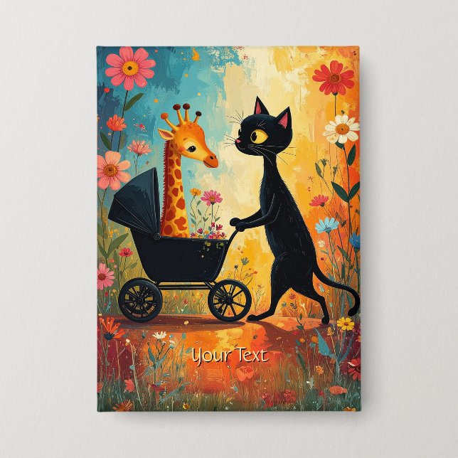 Badge Bouton Girafe Chat Mignon (Recto)