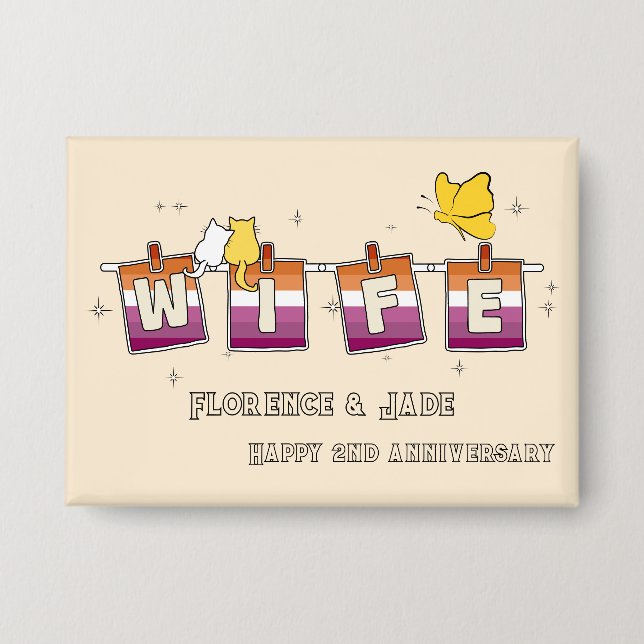 Badge Bouton Joyeux Anniversaire Drapeau Lesbien Coucher (Recto)