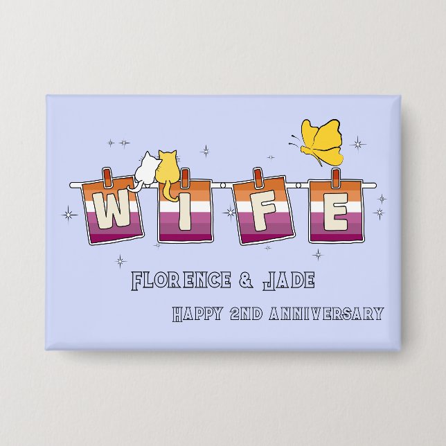 Badge Bouton Joyeux Anniversaire Drapeau Lesbien Coucher (Recto)