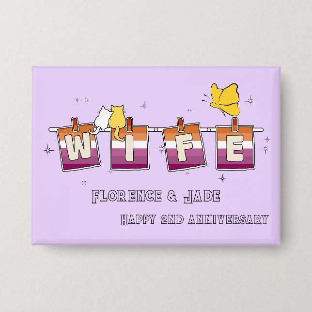 Badge Bouton Joyeux Anniversaire Drapeau Lesbien Coucher (Recto)