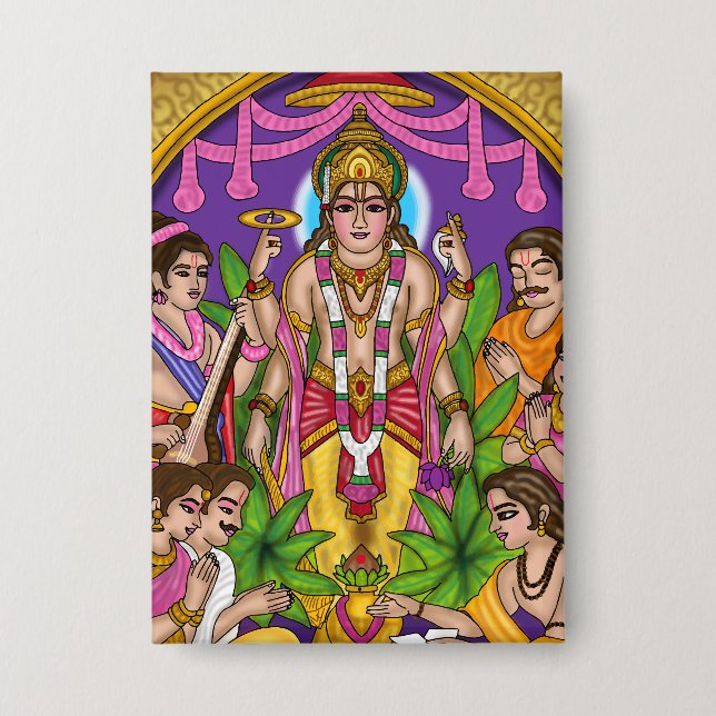 Badge Bouton Lord Vishnu Satyanarayan (Recto)