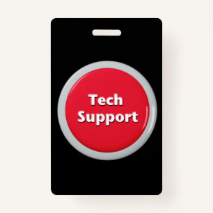 Badge Bouton Panique rouge du support technique