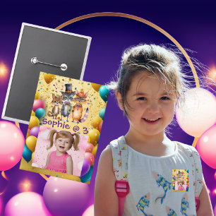 Badge Bouton Parti Anniversaire de enfant Animaux éffray