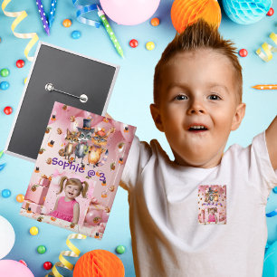 Badge Bouton Parti Anniversaire de enfant Animaux éffray