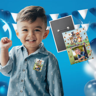 Badge Bouton Parti Anniversaire de enfant Animaux éffray