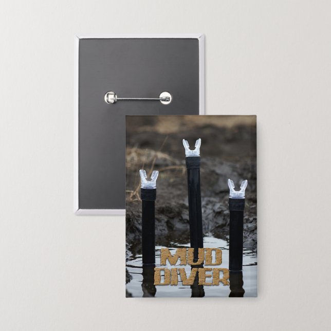 Badge Bouton rectangle avec titre Mud Diver (Recto/Verso)
