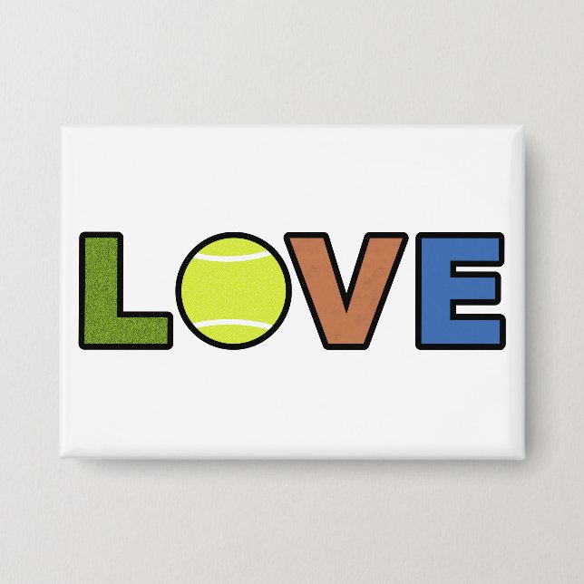 Badge Bouton Rectangulaire Amour du Tennis (Recto)