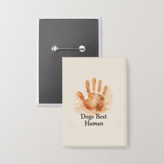 Badge Bouton rectangulaire empreinte de main humaine de