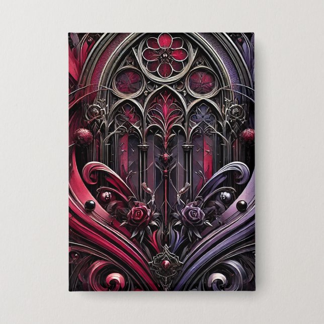 Badge Bouton Rose gothique - Accessoire gras (Recto)