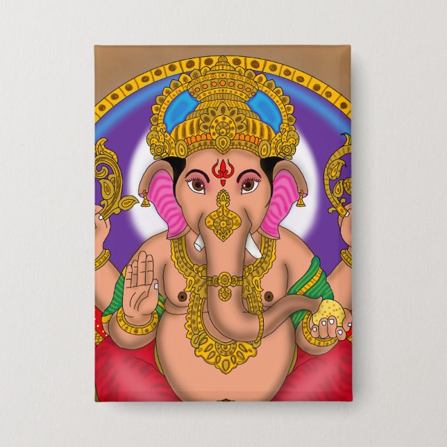 Badge Bouton Seigneur Ganesha (Recto)