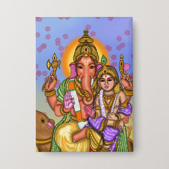 Badge Bouton Seigneur Ganesha (Recto)