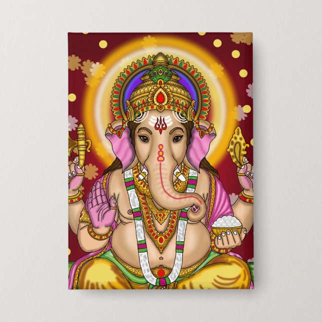Badge Bouton Seigneur Ganesha (Recto)